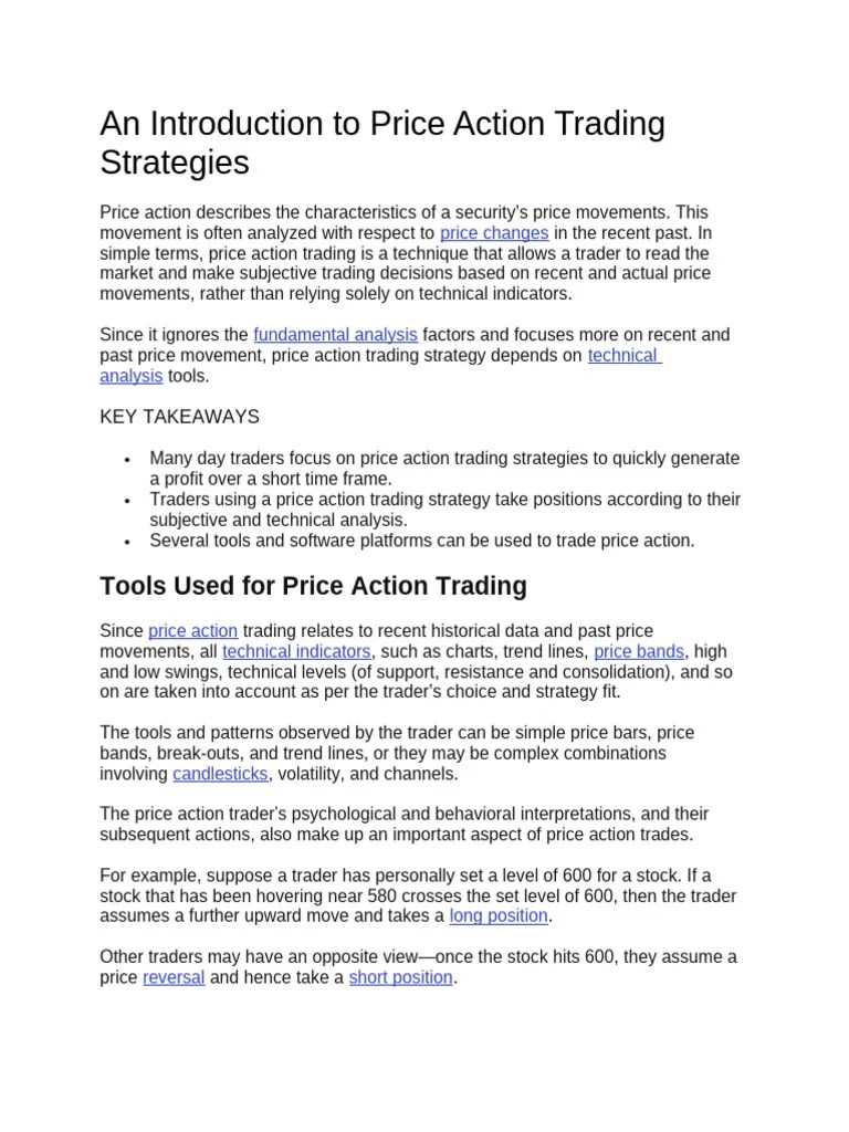 An Introduction To Price Action Trading Strategies | PDF | Technical ...