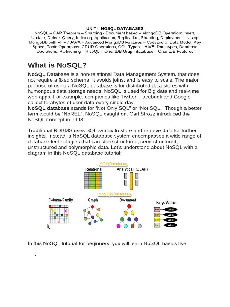 Unit Ii - Nosql Databases | PDF