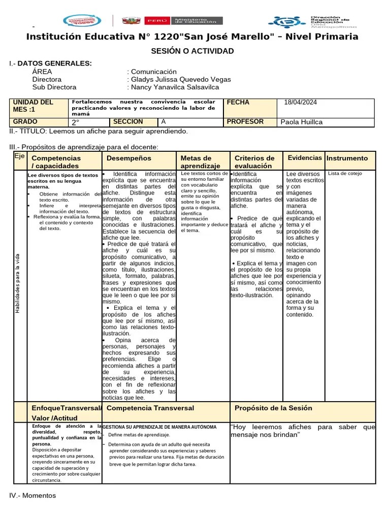 Sesión 14 Leemos Un Afiche (1) | PDF