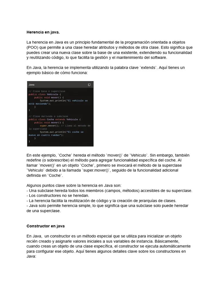 Herencia Y Constructor En Java | PDF