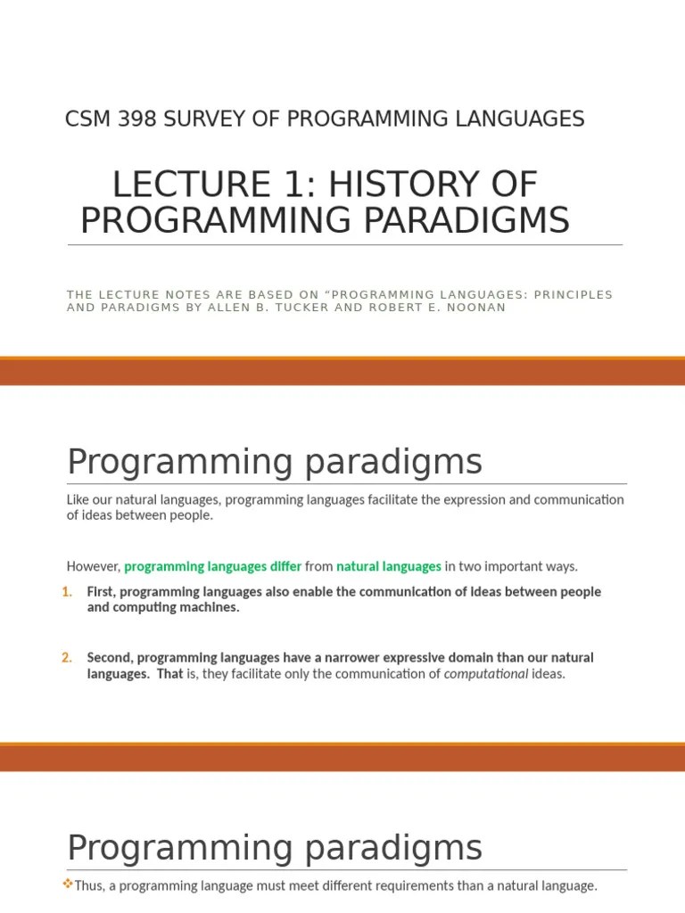 Lecture 1 History Of Programming Paradigms | PDF