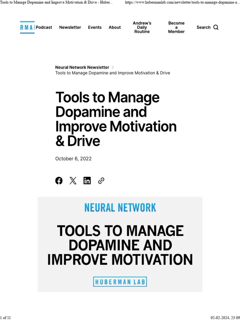 Tools To Manage Dopamine And Improve Motivation & Drive - Huberman Lab ...