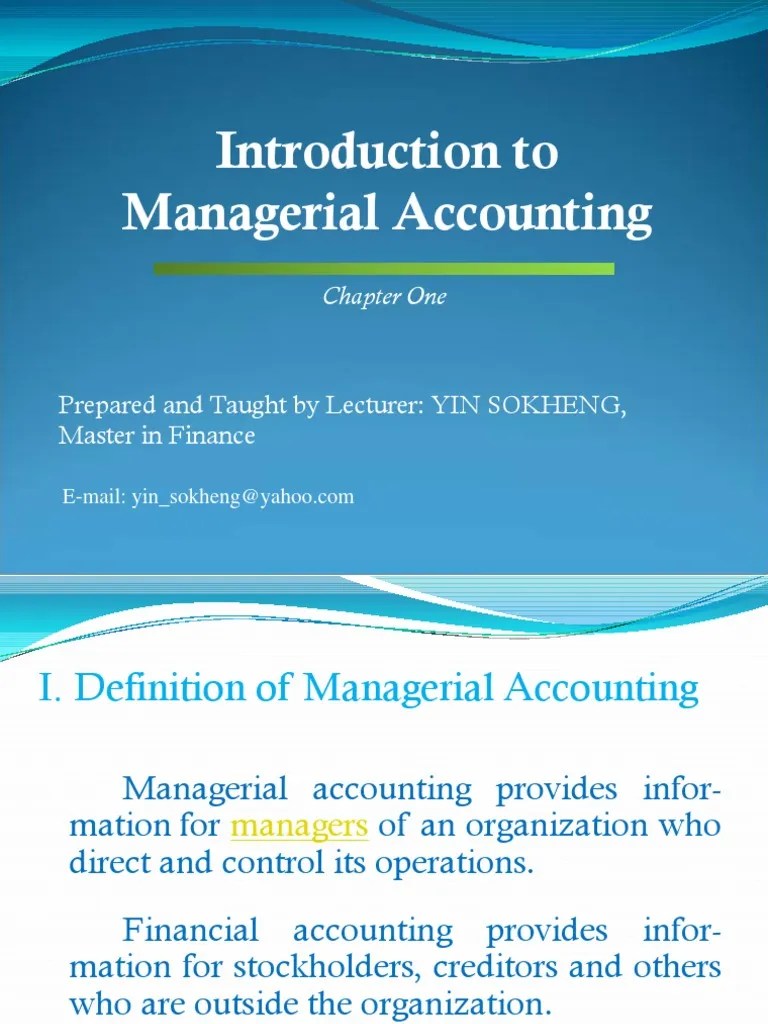 Managerial Accounting 1 (Cost Accounting) | PDF