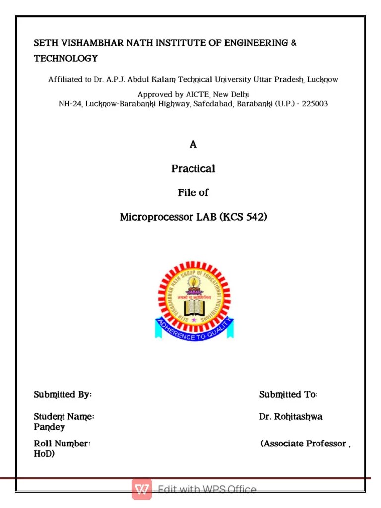 Microprocessor Lab File | PDF