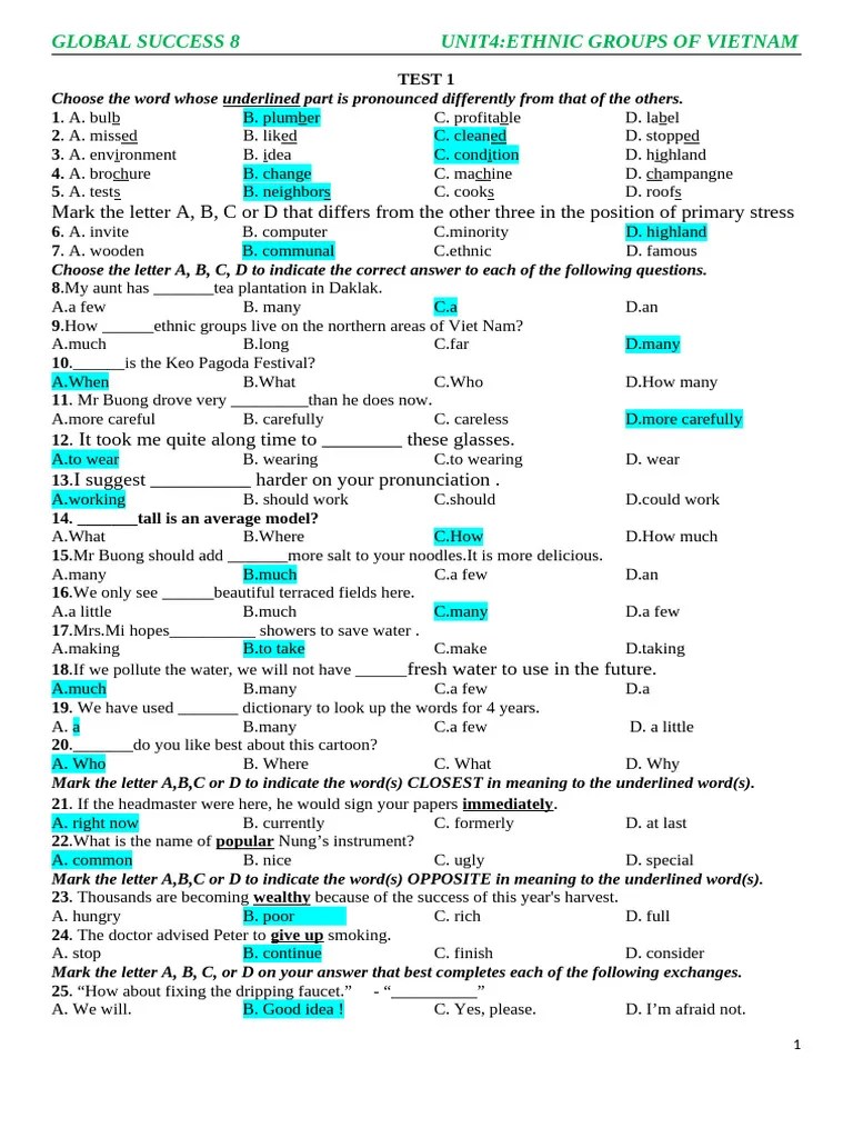 Key Unit 4 Practice Test Pdf