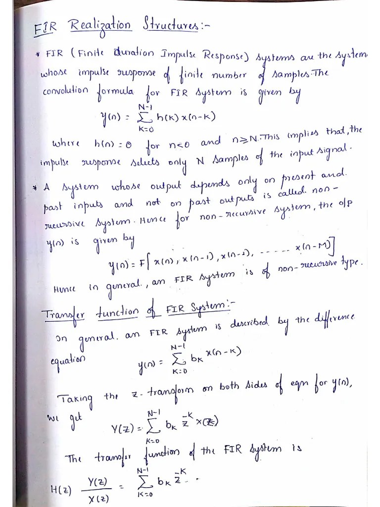 UNIT 3 (B) FIR Filter Realization DSP | PDF