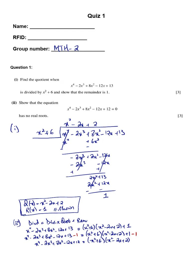 Polynomial Quiz 2021 Solution | PDF