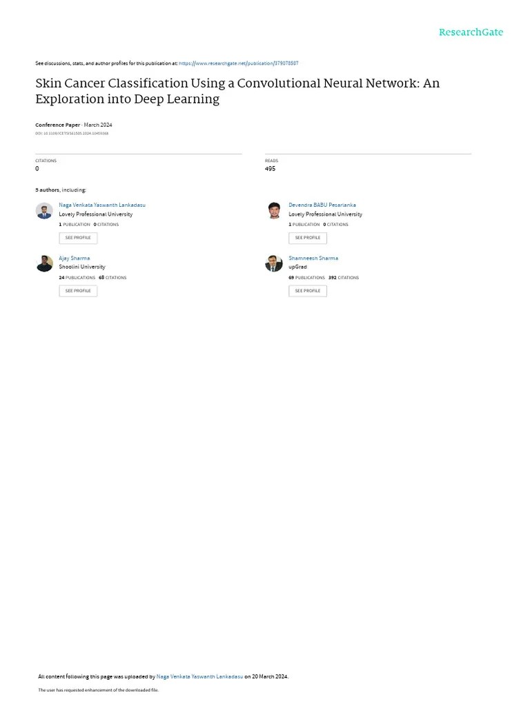 Skin Cancer Classification Using A Convolutional Neural Network An ...