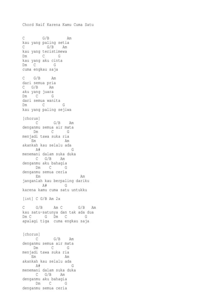 Kunci Gitar Naif Karena Kamu Cuma Satu Python 8Chord Kunci Ukulele dan Lirik Lagu Rahasia Besar - Govinda.