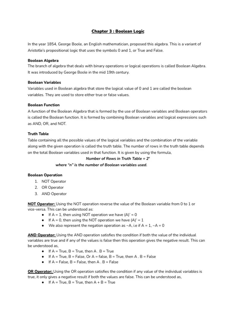 Grade 11 Chap 3 _ Boolean Logic | PDF
