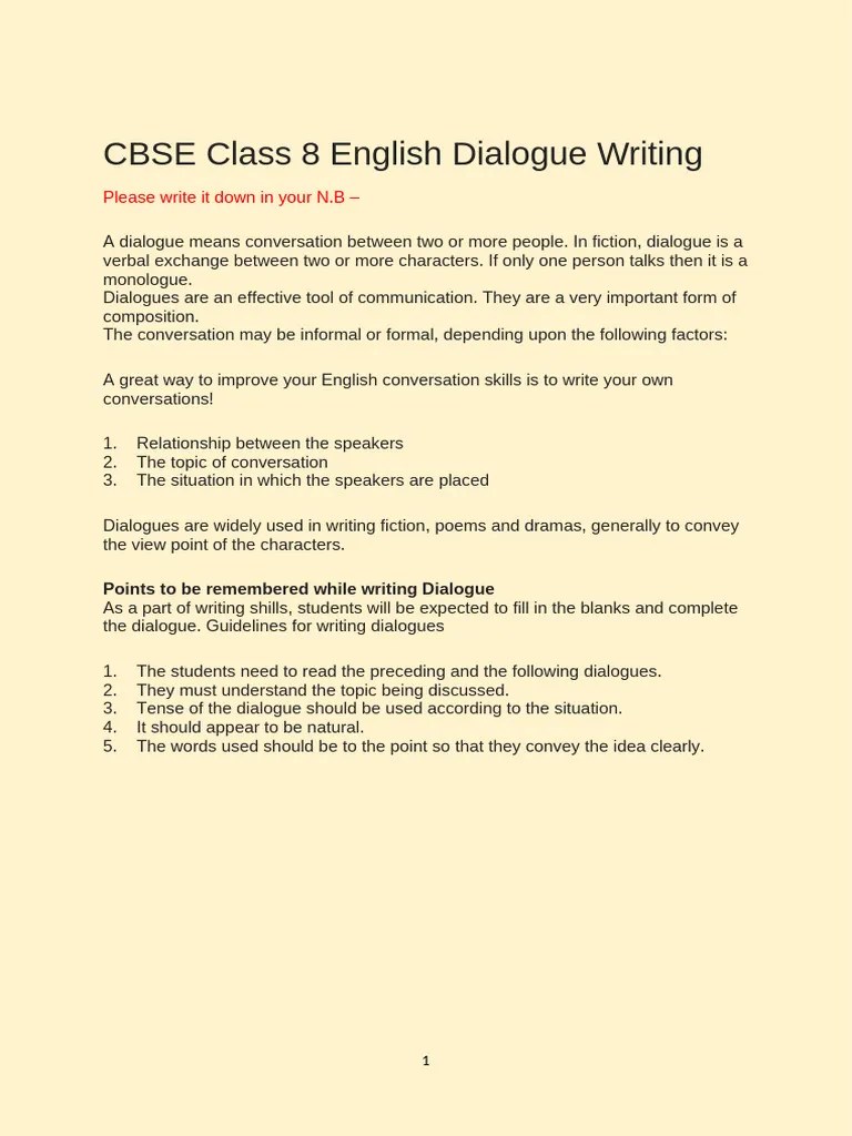 Dialogue Writing Format | PDF