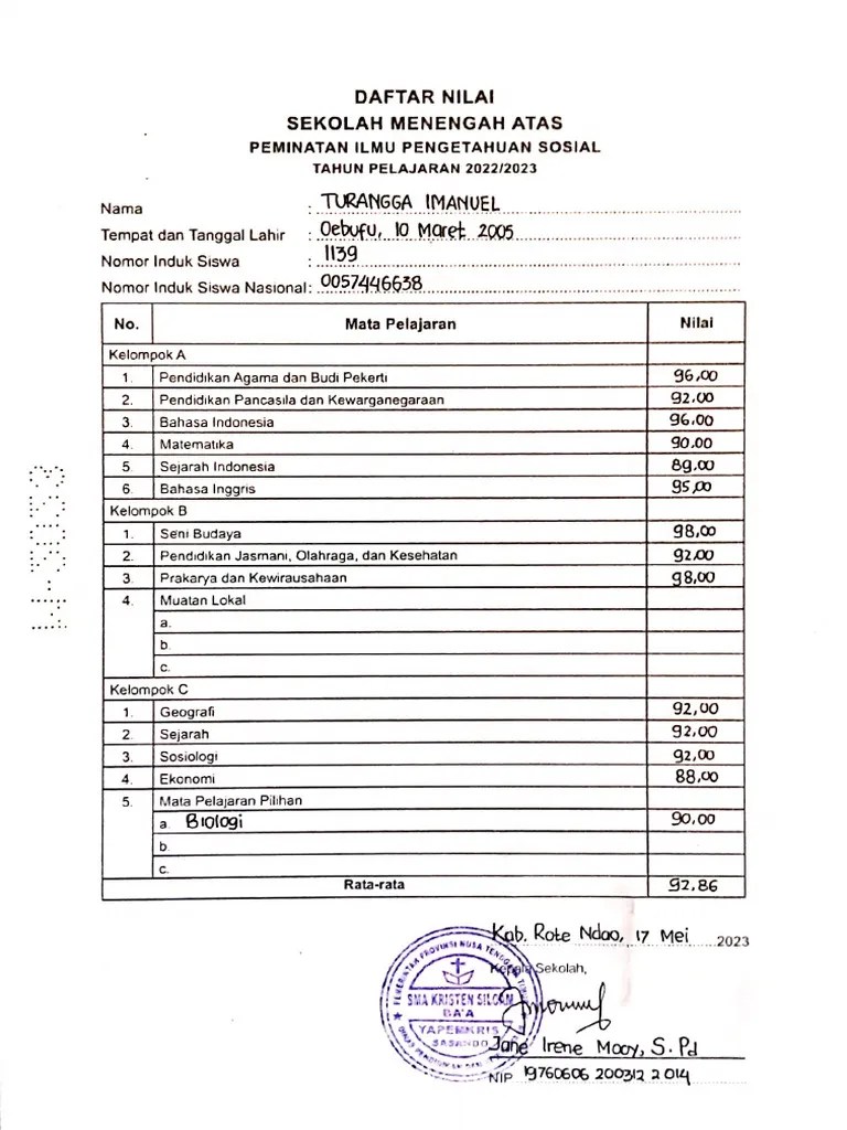 Transkrip Nilai Pdf