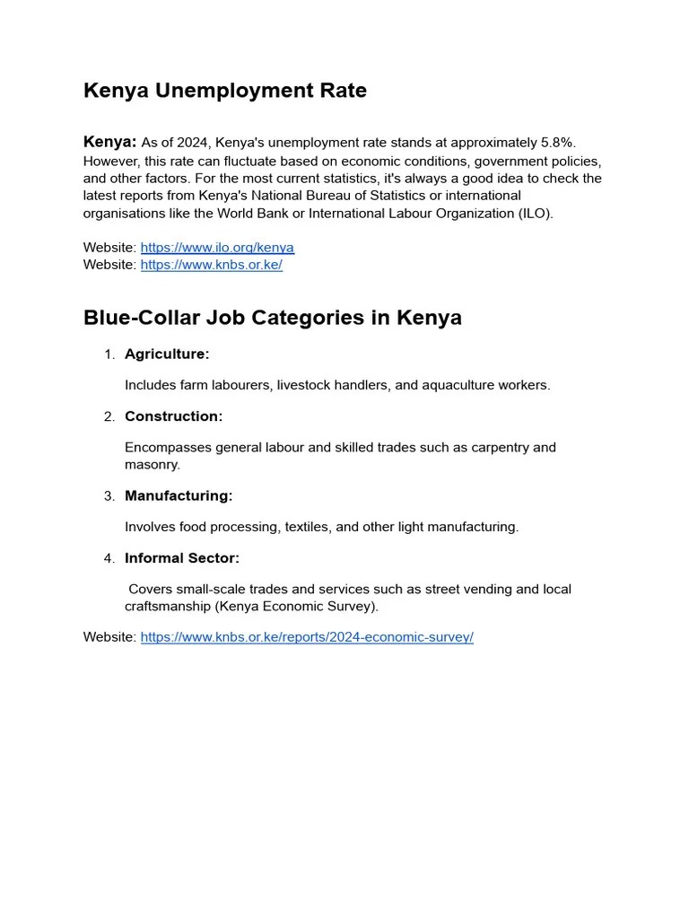 Kenya Unemployment Rate | PDF