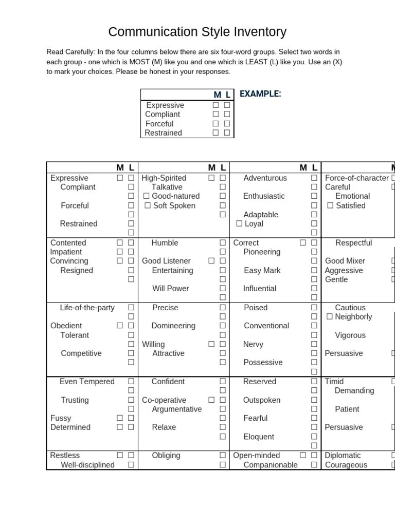 Communication Style Inventory | PDF