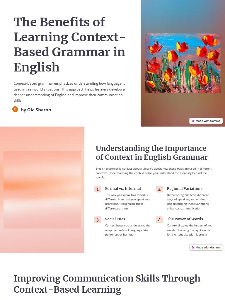 The Benefits Of Learning Context Based Grammar In English | PDF