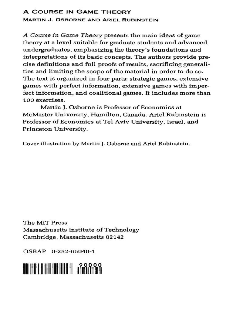 A Course In Game Theory | PDF