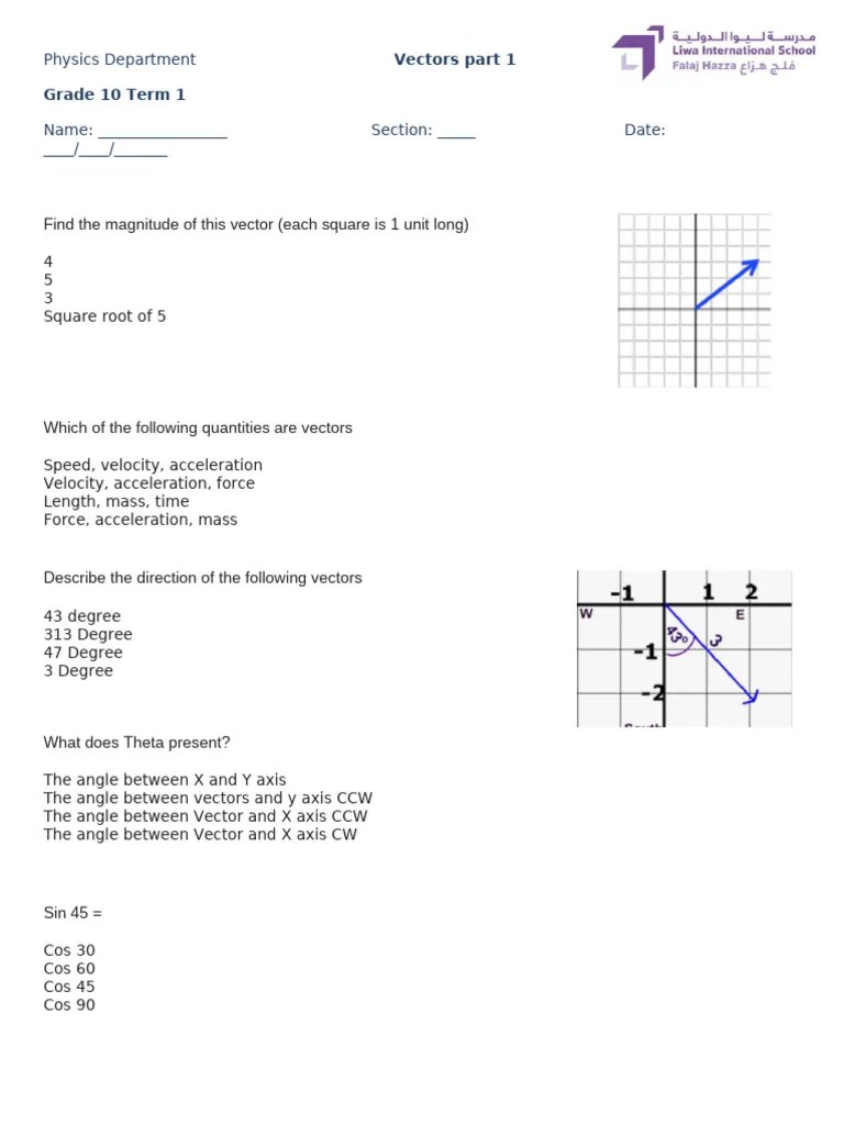 Vectors Part 1 Core Task | PDF