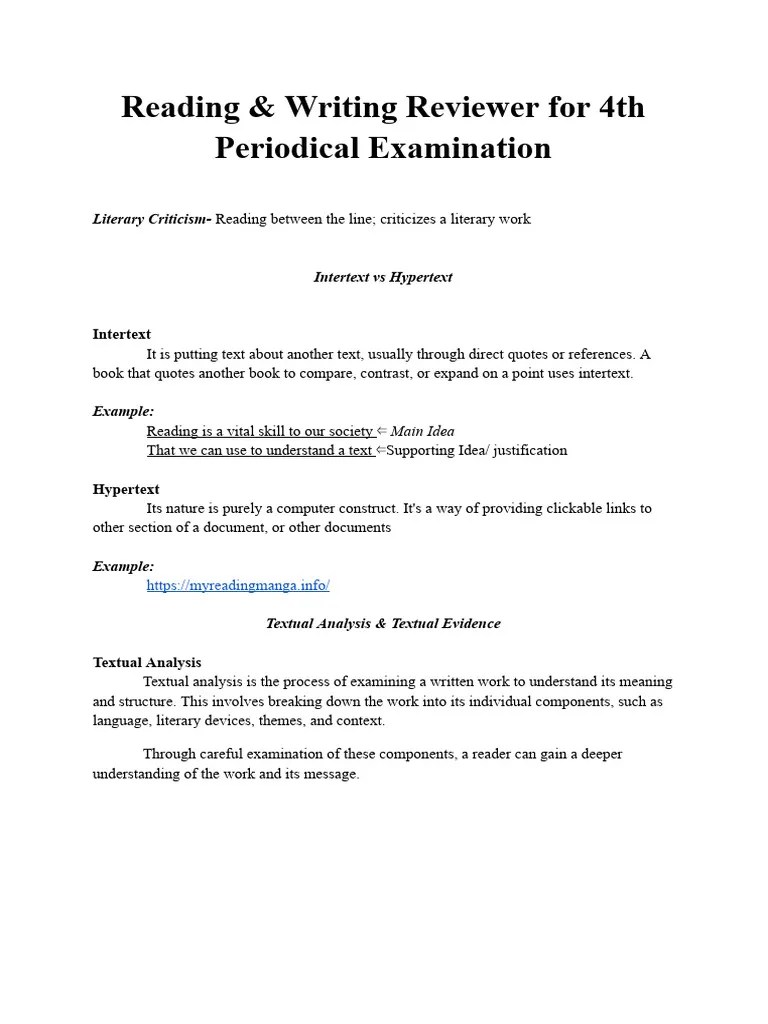 Reading And Writing | PDF