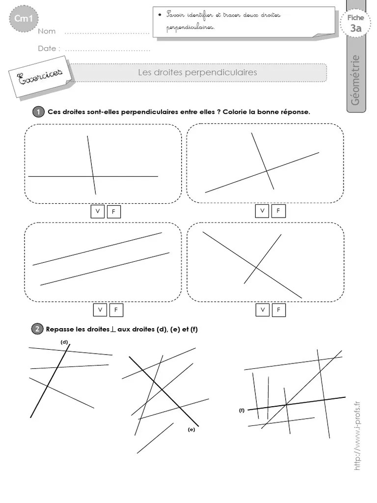 Cm1-exercices-droites-perpendiculaires | PDF