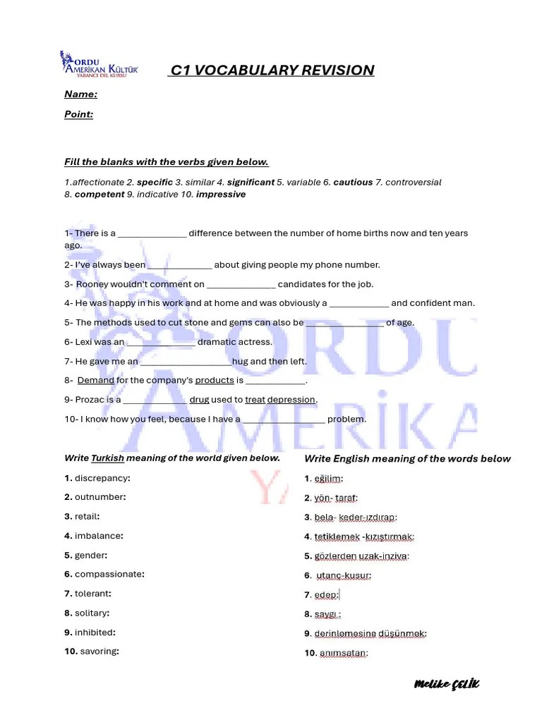 C1 Vocabulary Revision Pdf