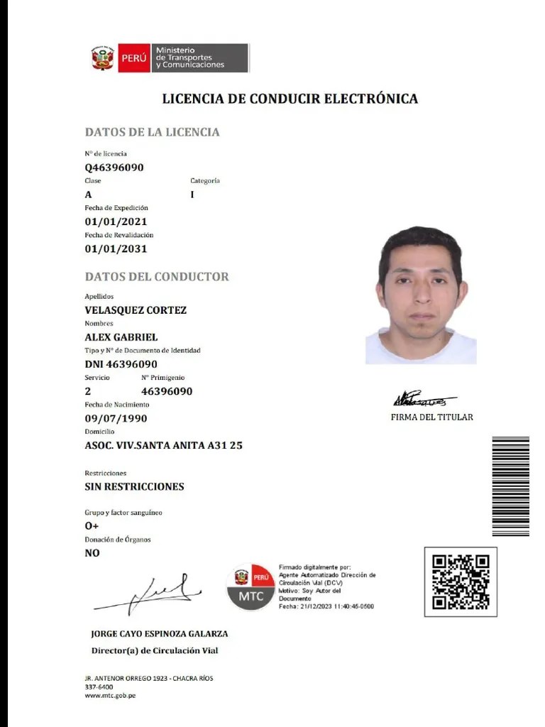 LICENCIA DE CONDUCIR ELECTRONICA | PDF