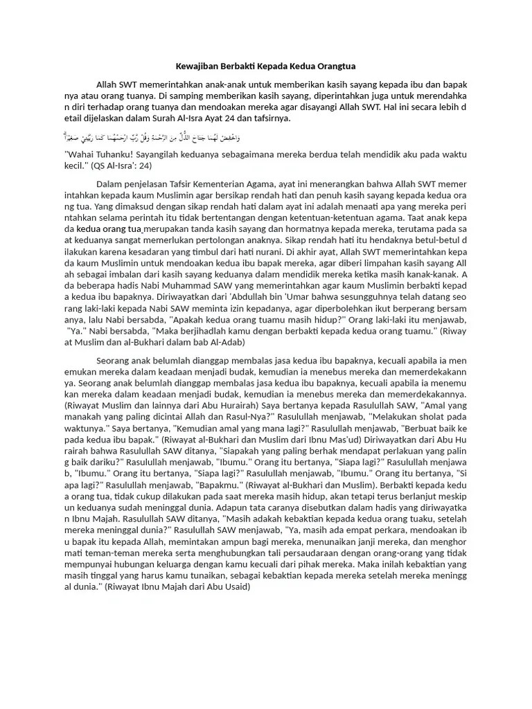 Kewajiban Berbakti Kepada Kedua Orangtua | PDF