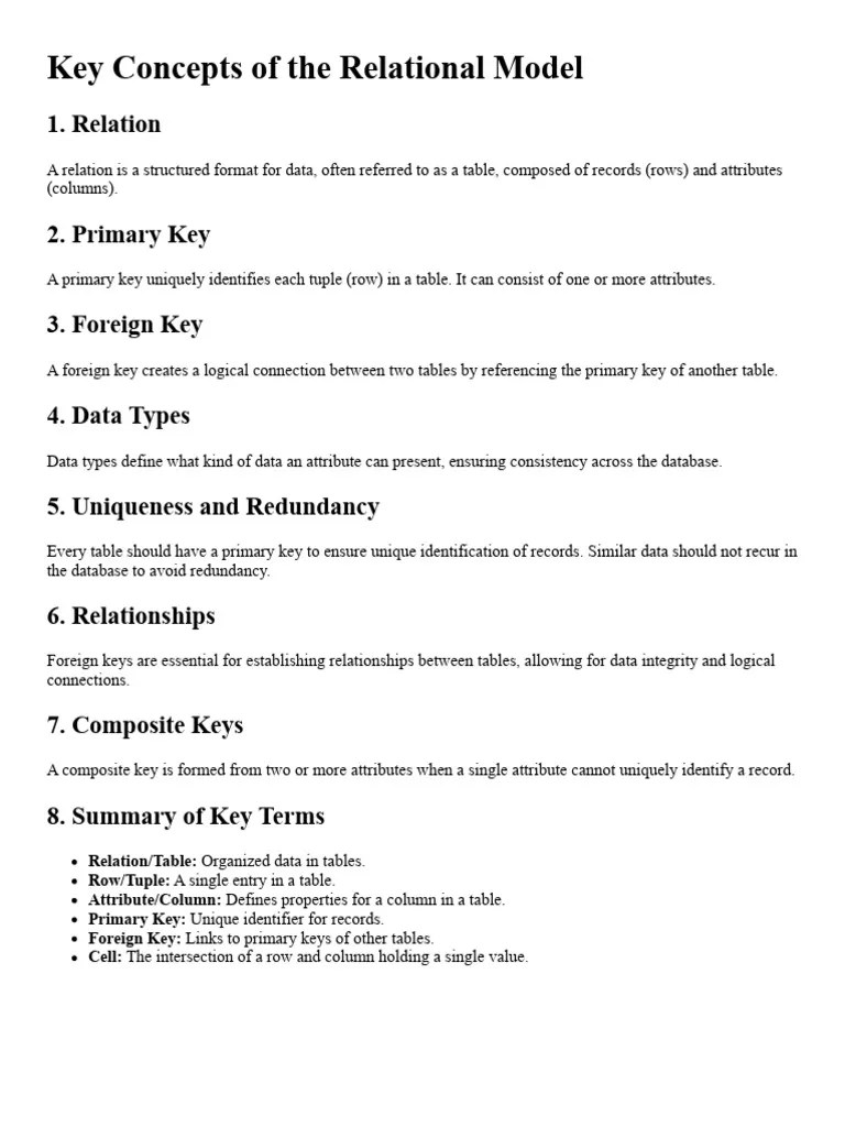 Relational Model Key Concepts | PDF
