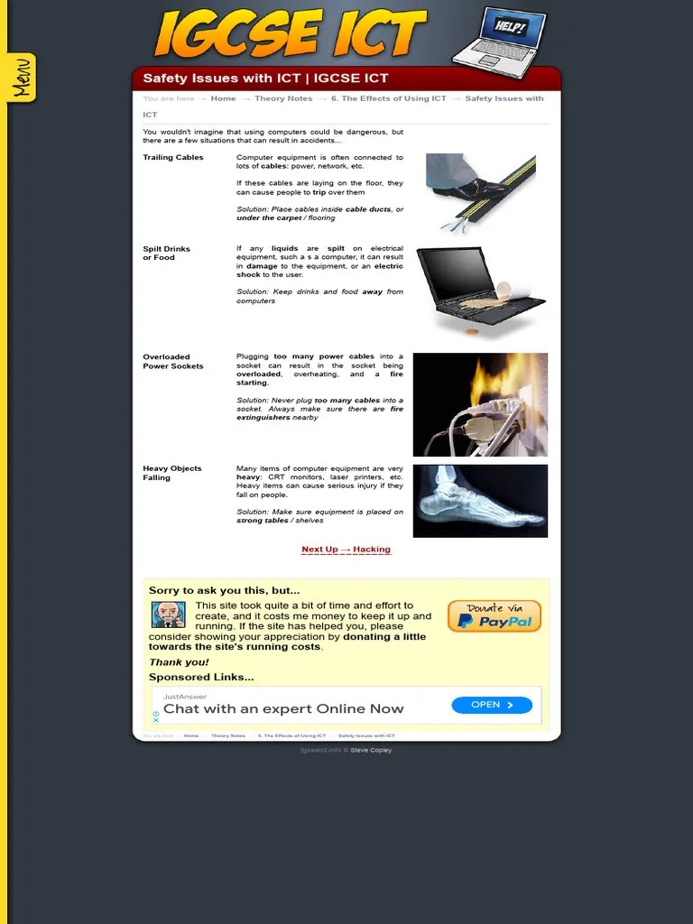 IGCSE ICT - Safety Issues With ICT IGCSE ICT | PDF