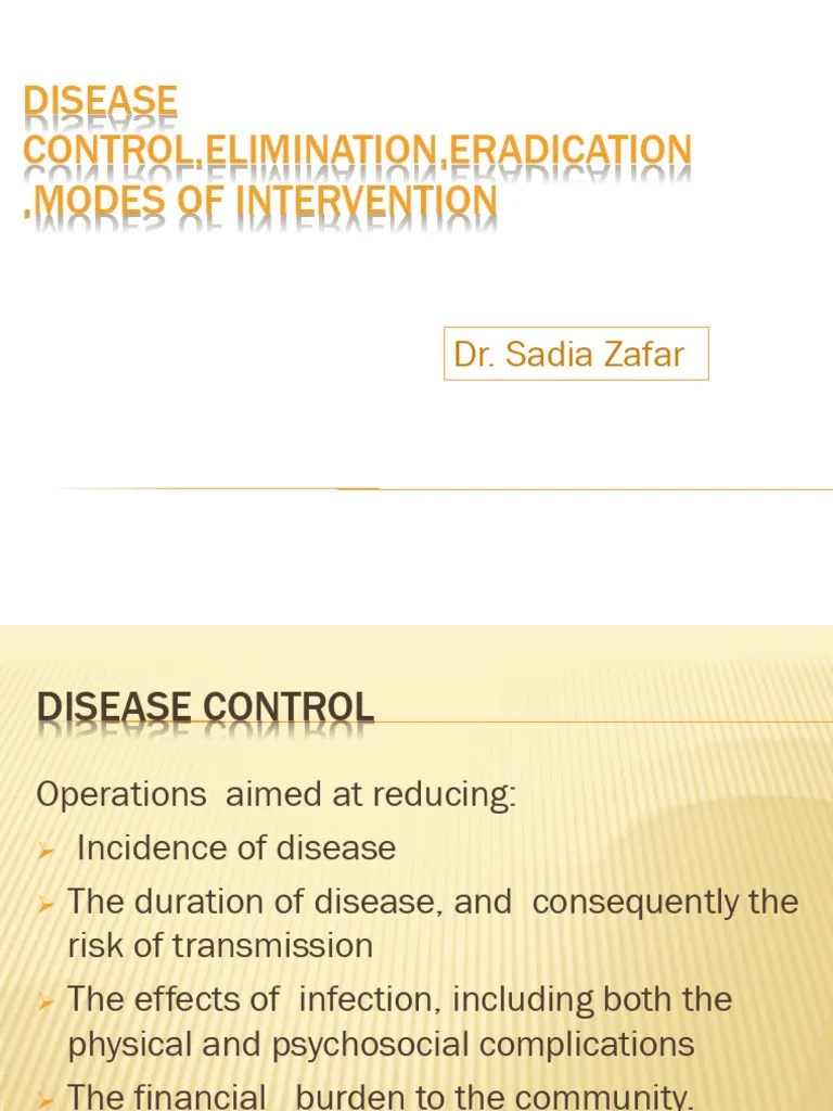 Disease Control, Elimination, Eradication | PDF