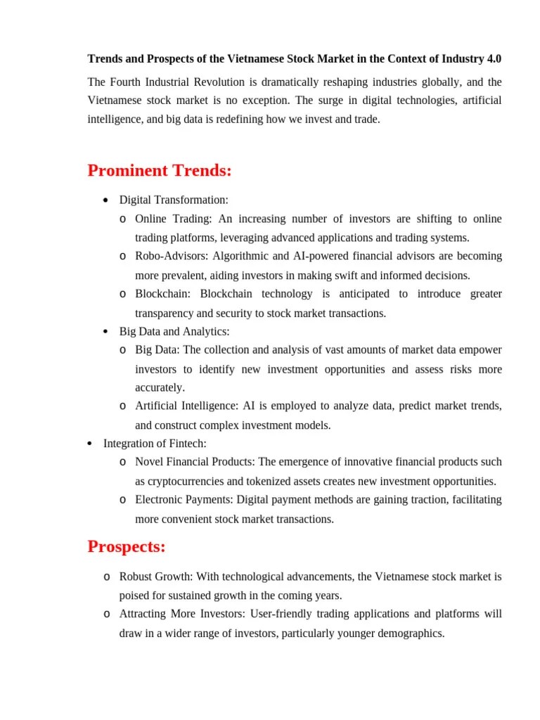 Trends And Prospects Of The Vietnamese Stock Market In The Context Of Industry 4 | PDF