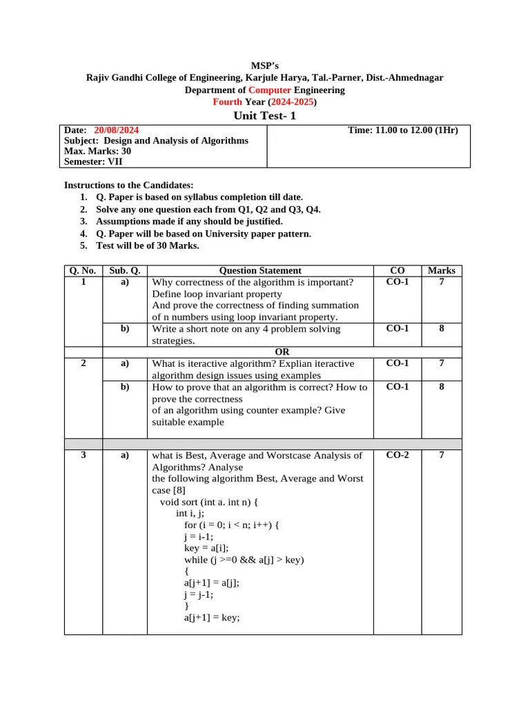 Design And Analysis Of Algorithm (BE) | PDF
