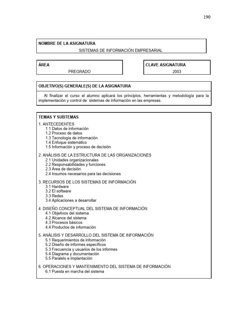 Sistemas De Informacion Empresarial | PDF