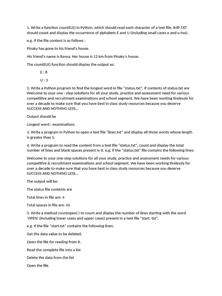 File Handling Program Questions | PDF