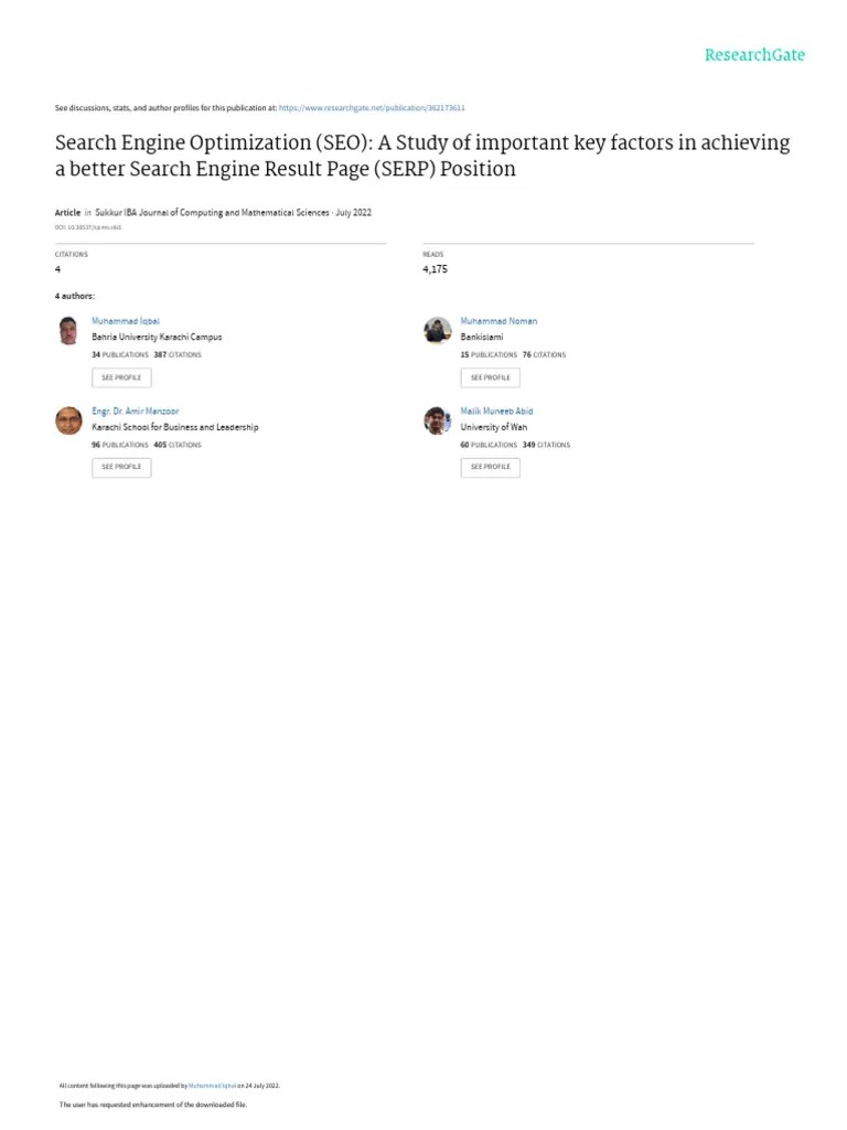 SEO Key Factors For Better SERP | PDF | Search Engine Optimization ...