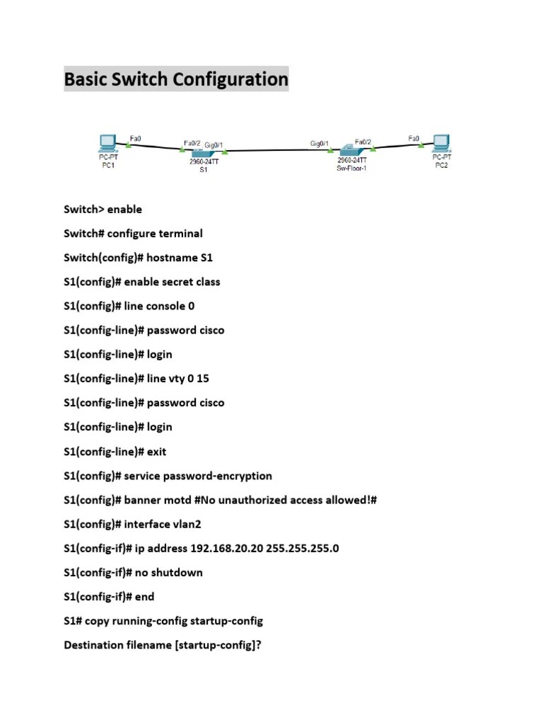 Basic Switch Configuration | PDF