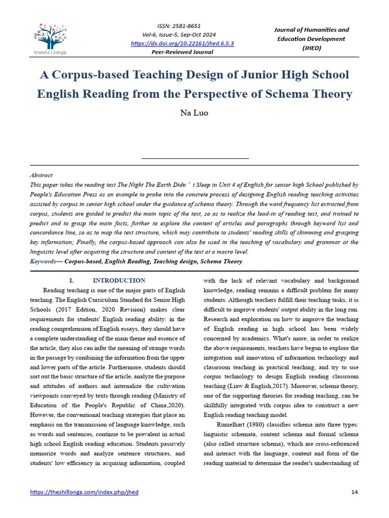 A Corpus-Based Teaching Design Of Junior High School English Reading ...