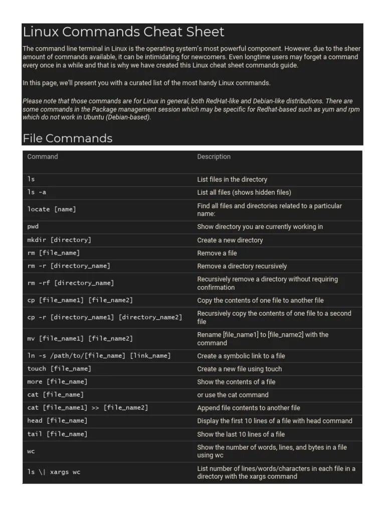 Linux Commands Cheat Sheet GitHack | PDF | Filename | Computer File