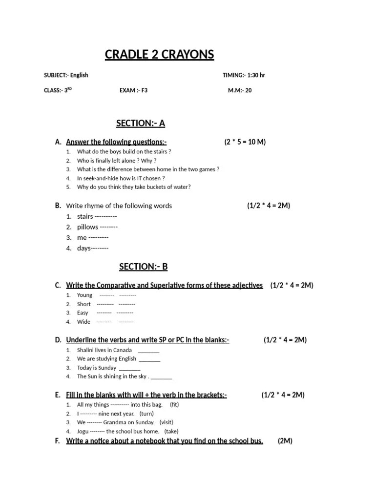 Class 3rd English | PDF