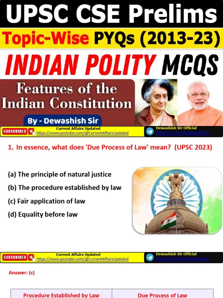 Features Of The Indian Constitution UPSC PYQs | PDF