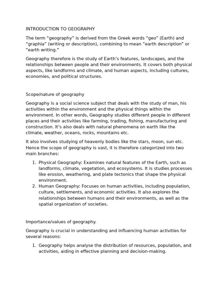 Introduction To Geography | PDF