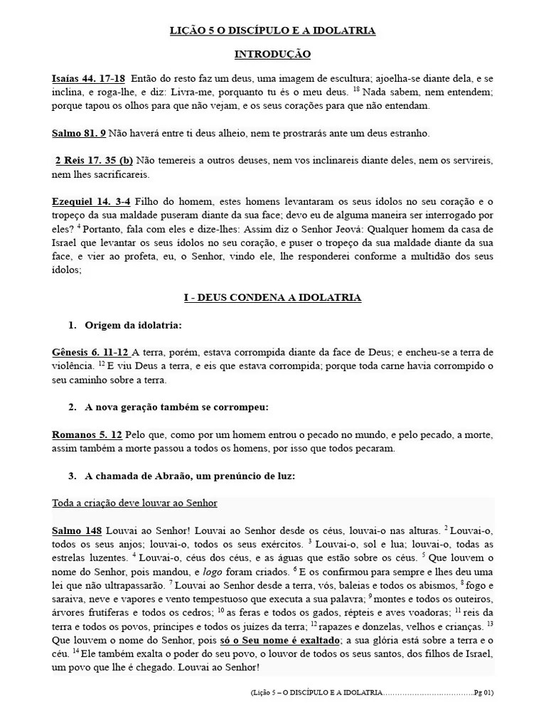 Aula 5 - O Discipulo E A IDOLATRIA - Documentos Google | PDF