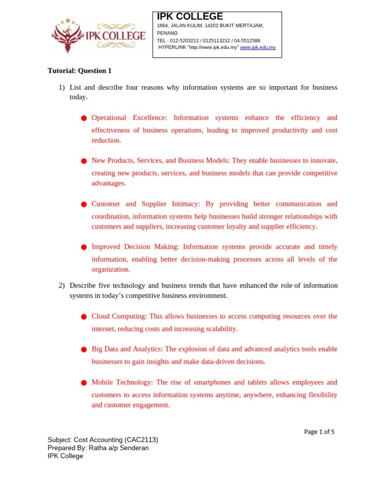 Chapter 3 - Tutorial Answers | PDF