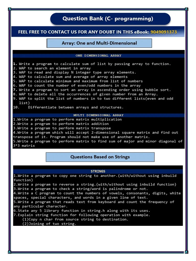 C Programming Question Bank Pdf Pdf Control Flow C Programming - Stunning Minimal Illustration - Desktop