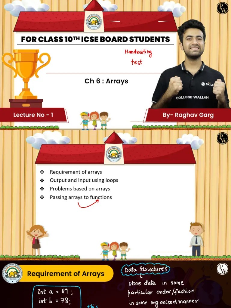 Arrays 01 - Class Notes - (Victory 2024 - ICSE) | PDF