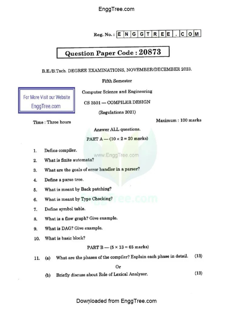 CS3501-Compiler-Design-Nov-Dec-2023-Question-Paper-Download | PDF