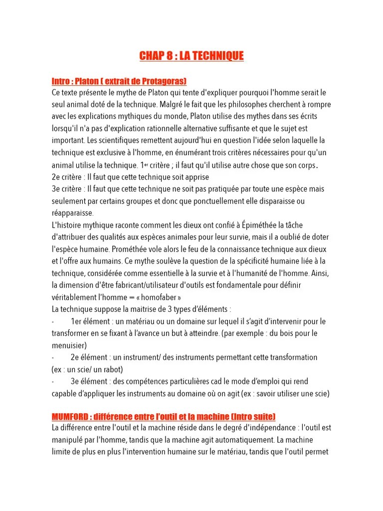 Chap Technique Philo Fiche De Révisions | PDF