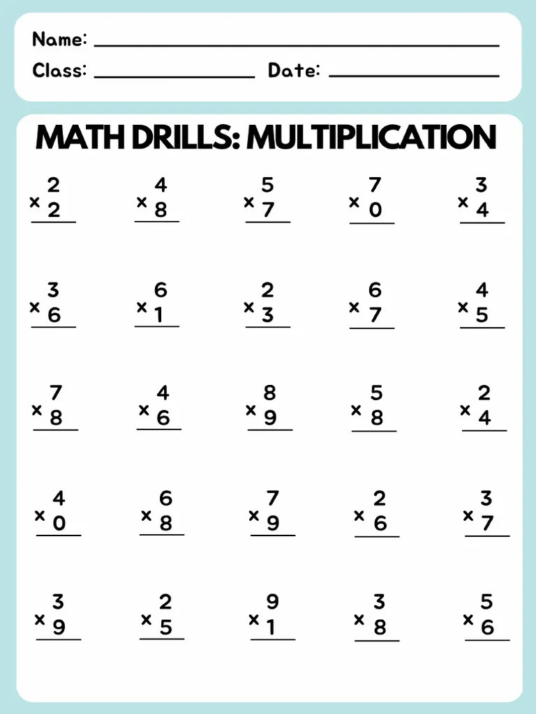 Math Drills Multiplication Worksheet | PDF