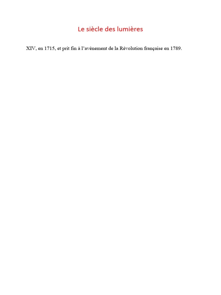 Le Siècle Des Lumières | PDF