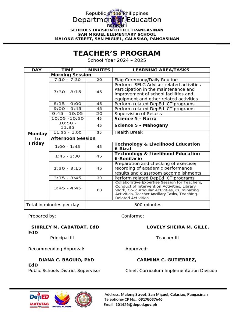 SAMPLE CLASS-PROGRAM-2024-2025- | PDF