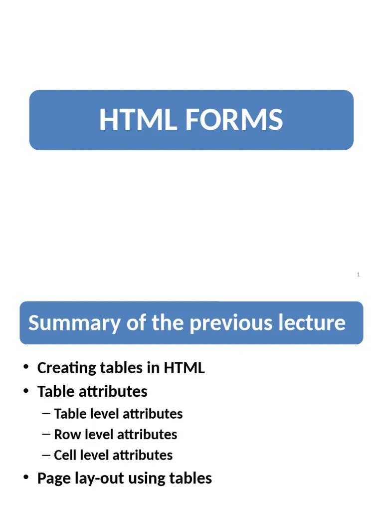 Lecture10 WT HTML Forms | PDF